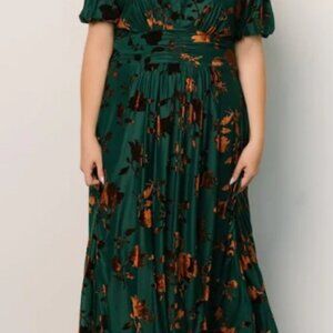 PRICE DROP! Baltic Born Bronze & Jade Leslie Velvet Maxi Dress 2X